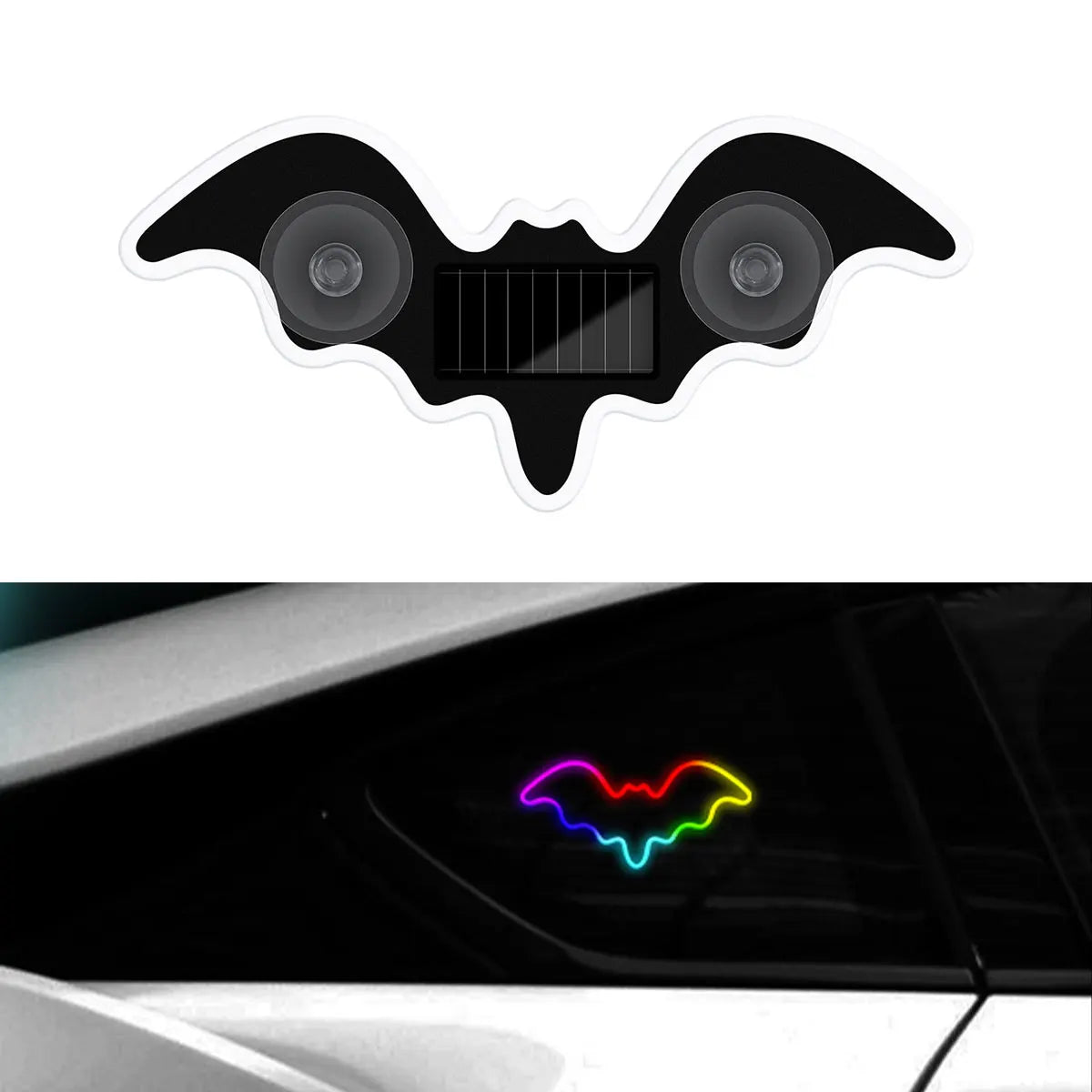 1X Solar Powered Car Neon Light Cool Bat-shaped Dynamic Atmosphere Light Wireless Led Su detail view