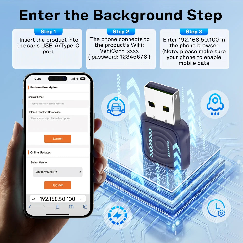 CarlinKit 5.0 Mini Ultra Wireless CarPlay Android Auto Adapter | Plug and Play for additional angle