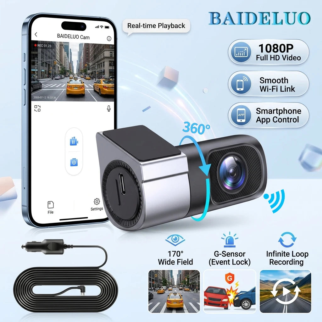 Mini Hidden 1080P Dash Cam | Night Vision, 24H Parking, Loop Recording, App Control