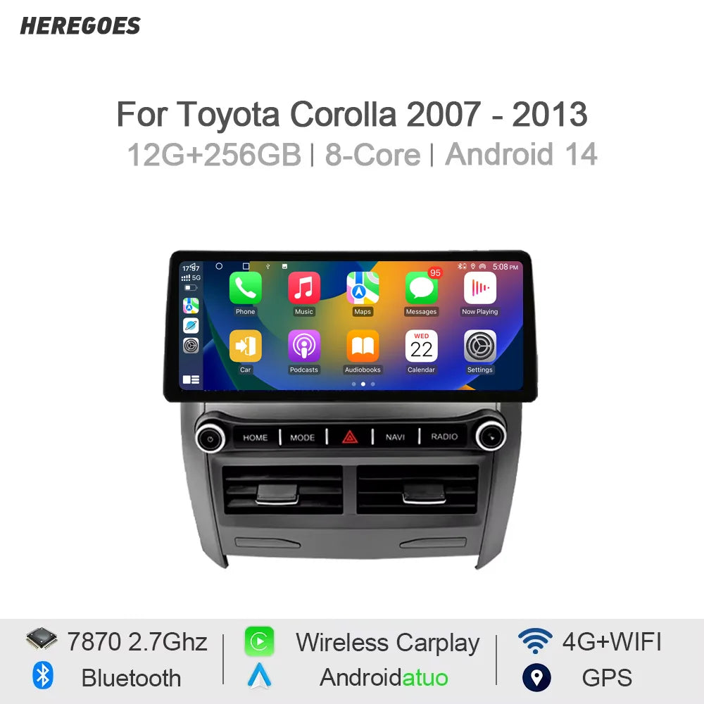 CarPlay Android 14 Car Stereo | GPS Navigation for Toyota Corolla 2007-2013