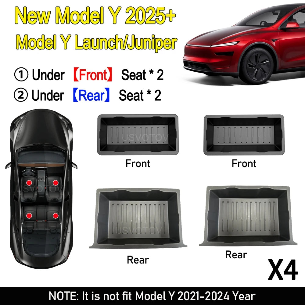 Tesla New Model Y Juniper 2025+ Seat Storage Box – Center Console Organizer Bins (F additional angle