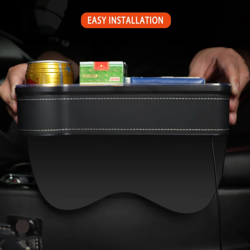 Car Seat Gap Filler Cup Holder with LED and USB Charger