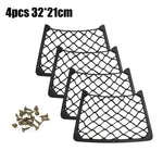 Black Multi Size Car Organizer Net Pocket Car Net Bag Phone Holder Rack Storage Mesh F close-up view