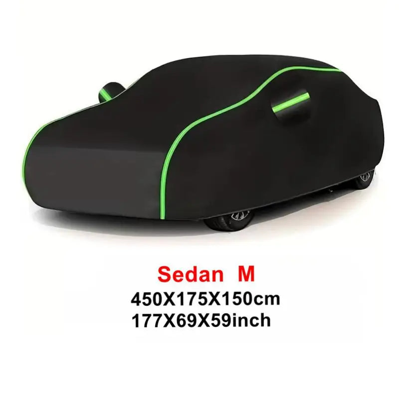 Universal Car Cover with Reflective Strip | Black Outdoor Dust and Snow Protection alternate view