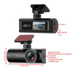 Kocam 4K WiFi Dash Cam | Dual Lens Car DVR with Night Vision and GPS additional angle