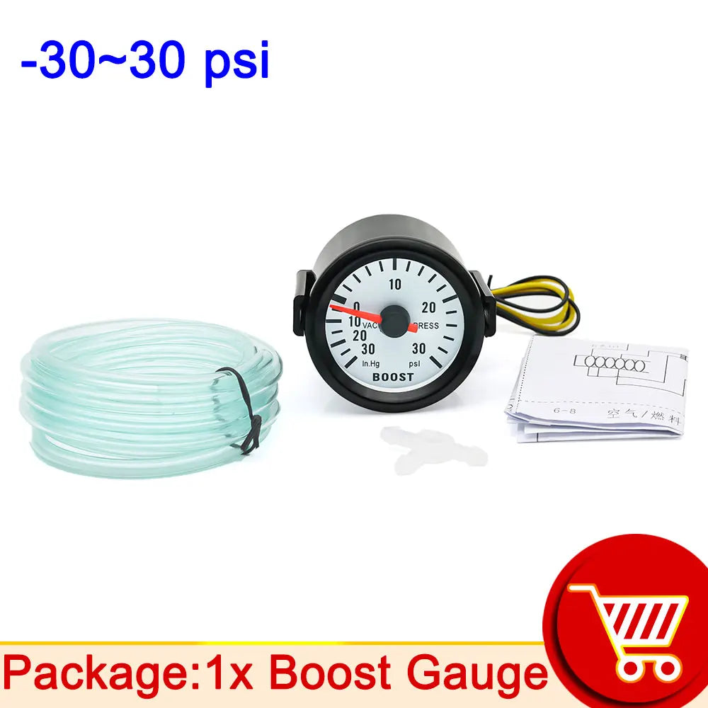 52mm Car Turbo Boost Gauge -30~30 PSI -1~2 Bar Blue Backlight | Automotive Vacuum Pressu detail view