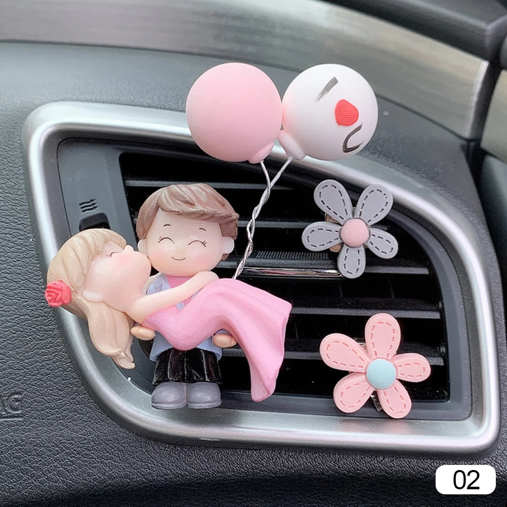 Lovely Couple Car Air Vent Freshener Essential Oil Perfume Clip Scent Aromas Diffuser Decor Fragrance Auto Interior Accessories