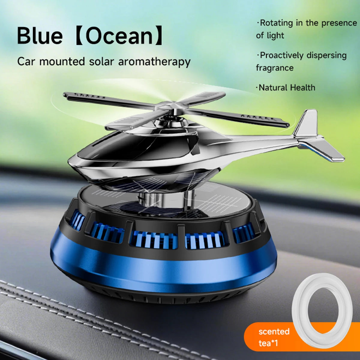 Solar Powered Air Freshener | Airplane Helicopter Rotatable Car Dashboard Decoration alternate view
