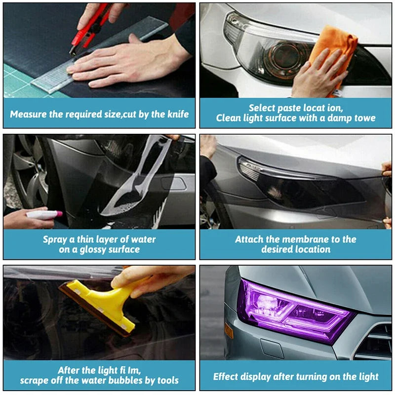 30x60cm Car Headlight Taillight Films Colorful Auto Vinyl Waterproof Protective Stick lifestyle view