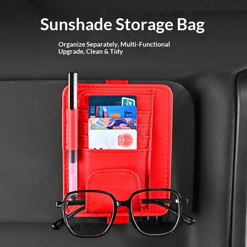 Car Sun Visor Organizer Storage Bag | Sunglasses Card Ticket Clip