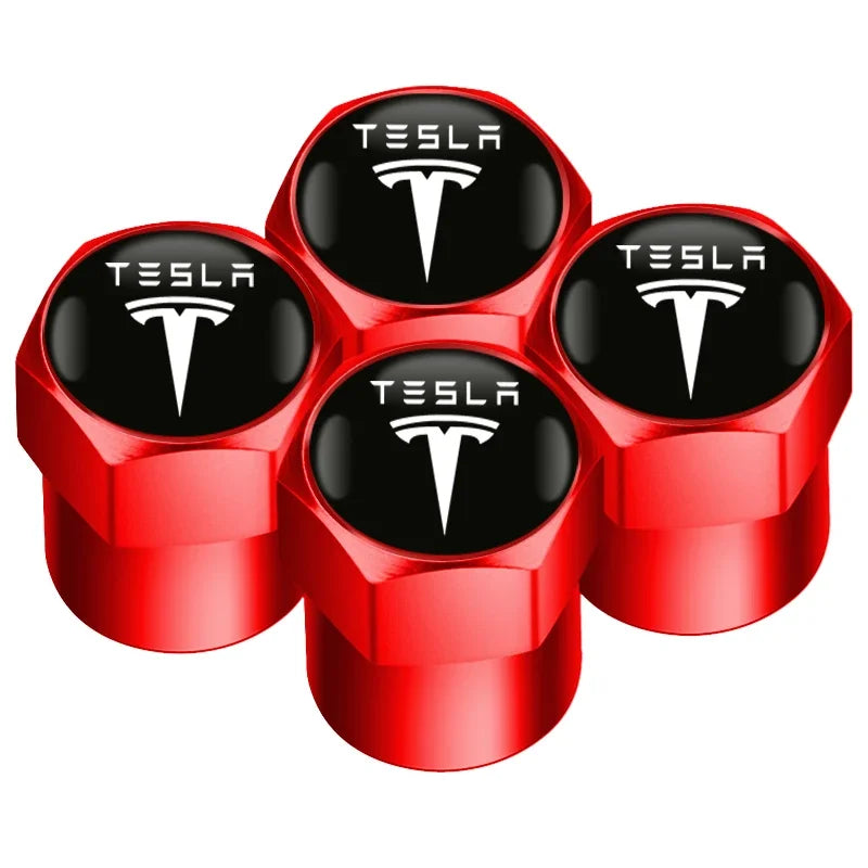 4Pcs Alloy Tesla Valve Caps | Dust Cover for Model 3 Y S X Cybertruck Roadster lifestyle view