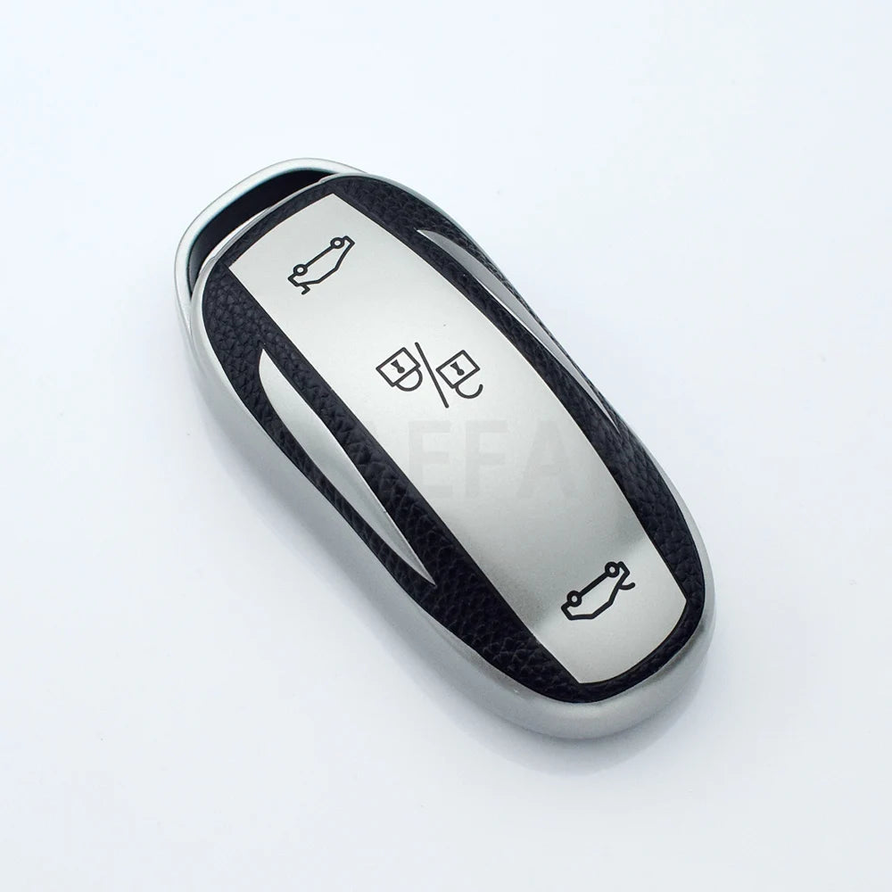 TPU Leather Shell Fob for Tesla Model 3 Y Model S Protector Car Remote Key Cover Case lifestyle view