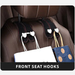 Heart Shape Metal Car Headrest Hooks 2 in 1 Leather Hanger detail view