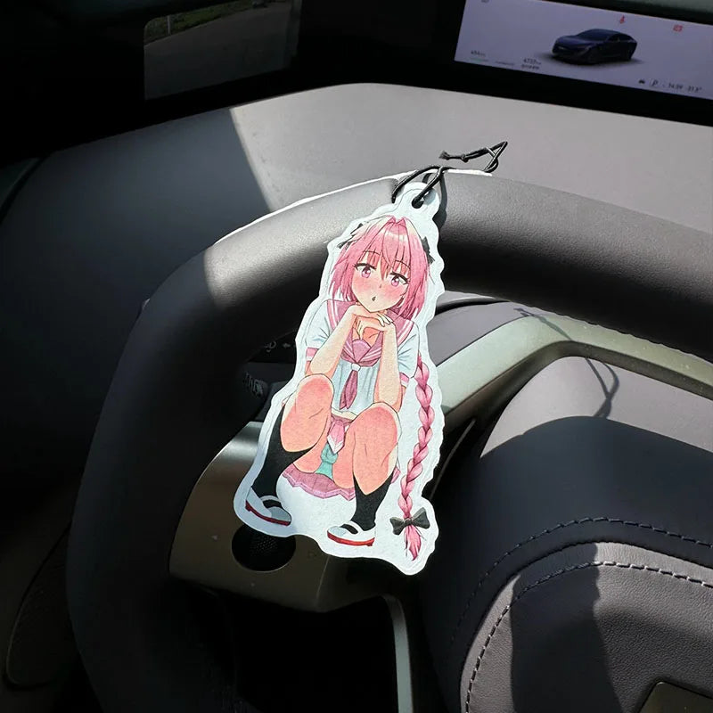 Cute Astolfo Cap Hilton (Hotel Scent) Car Air Freshener | Rearview Mirror Hanger & Dua close-up view