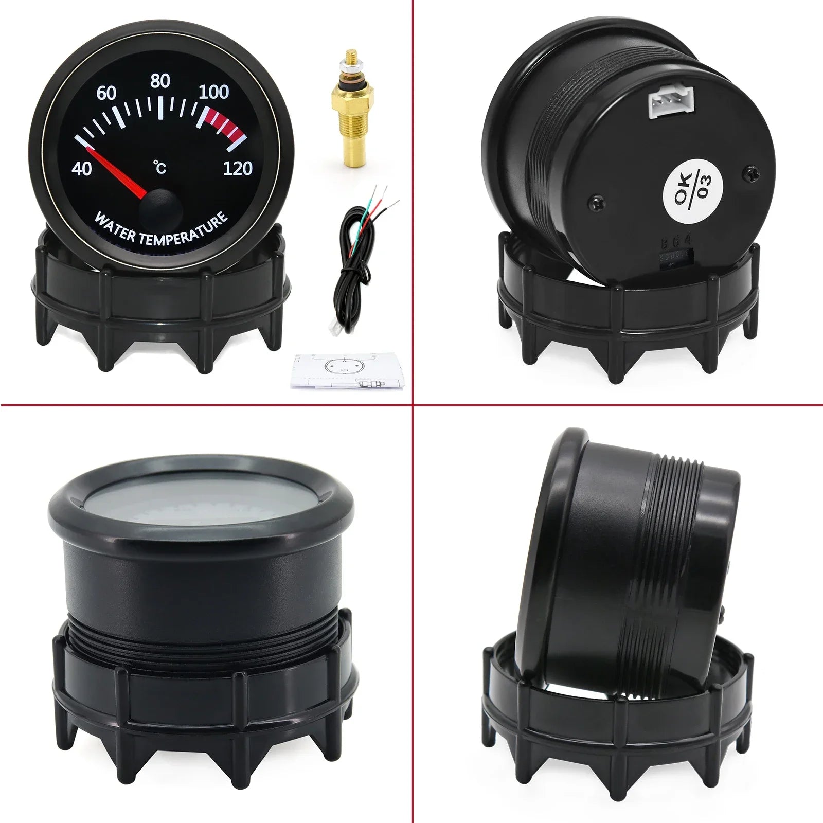 12V Car Gauge 52mm Water Temp Oil Temp Voltmeter Oil Press BAR PSI Vacuum Boost Gauge lifestyle view