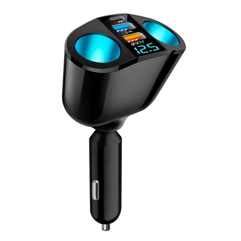 Multiple Devices Can Be Charged at the Same Time with Digital Display Car Charg Dual- alternate view