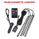 72/48/36 LED RGB Car Foot Ambient Light with USB Cigarette Automotive Interior Lights lifestyle view