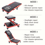 3-In-1 Auto Repair Bench with Roller Moving Tool Tray Foldable Adjustable Rolling Garage Seat 300 Lbs Capacity Lying Sitting Leaning with 6 Wheel Rollers