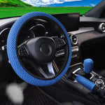 3 Car Massage Mesh Cloth Steering Wheel Cover Handbrake & Handle Cover Set Breathable close-up view