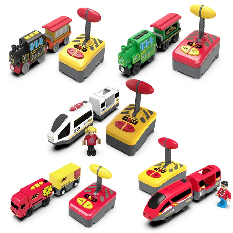 Magnetic Slot Diecast Car RC Electric Train Track Sets Fit for All Wood Railway Track Accessories Ch