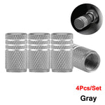 DSYCAR 4Pcs Silver Aluminum Knurling Tire Valve Stem Caps | US Schrader Compatible additional angle