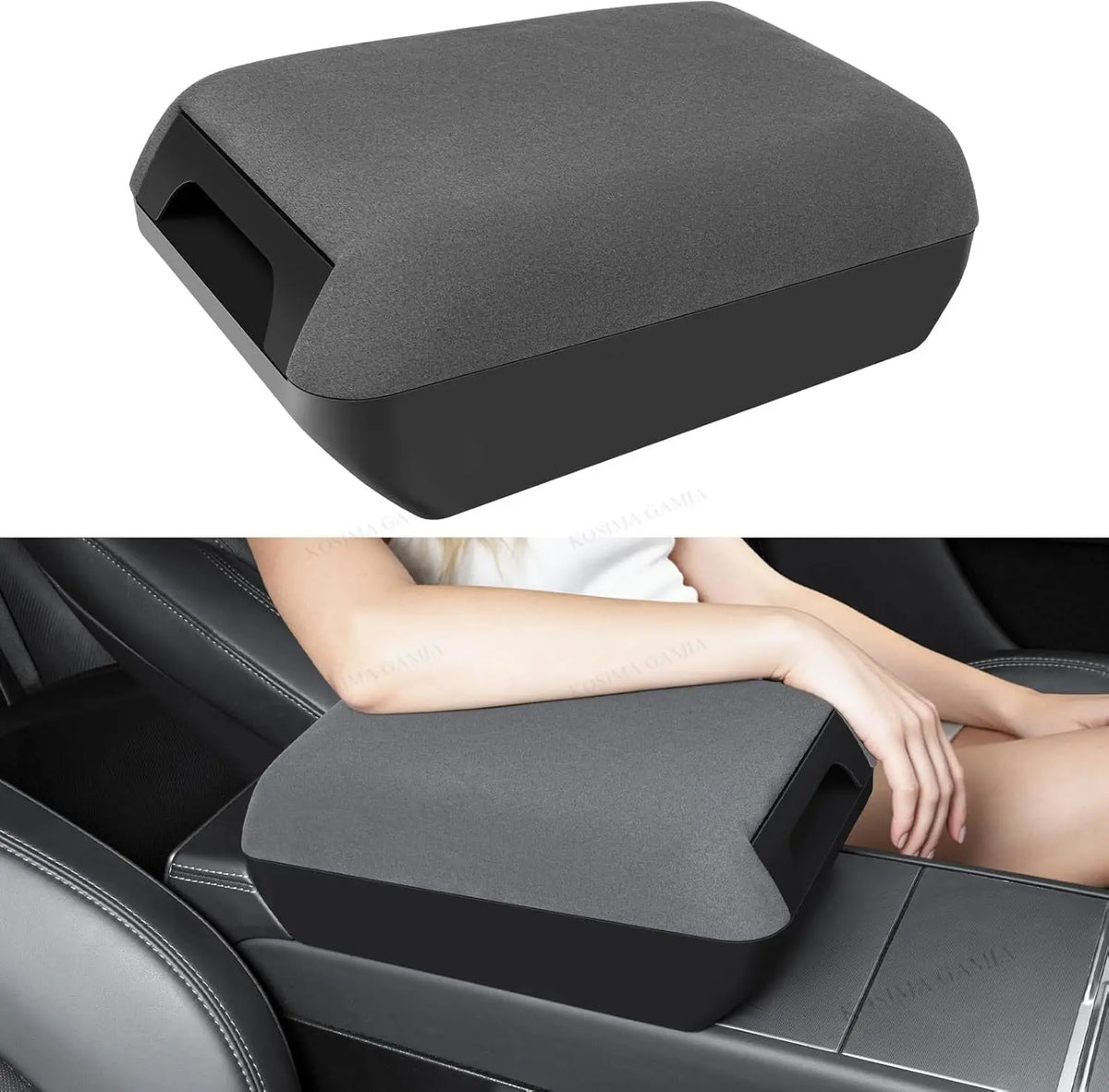 Car Center Console Organizer Armrest Cover Soft PU Leather Height Pad for Tesla Model Y Juniper and Model 3 Highland