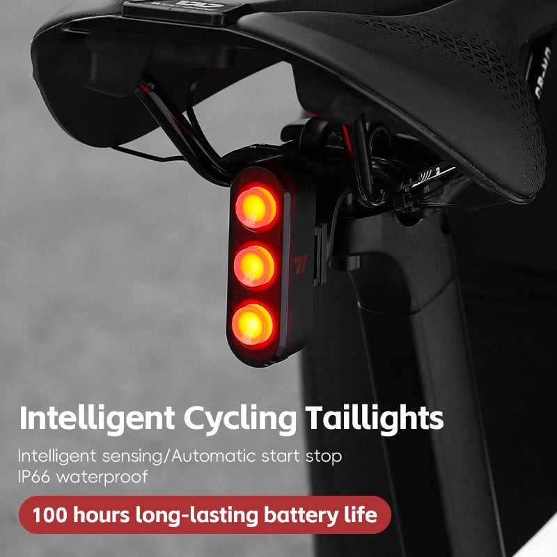 WEST BIKING Bicycle Rear Light Multi LED IP66 Tail Light Auto Start/Stop Brake Sensin alternate view