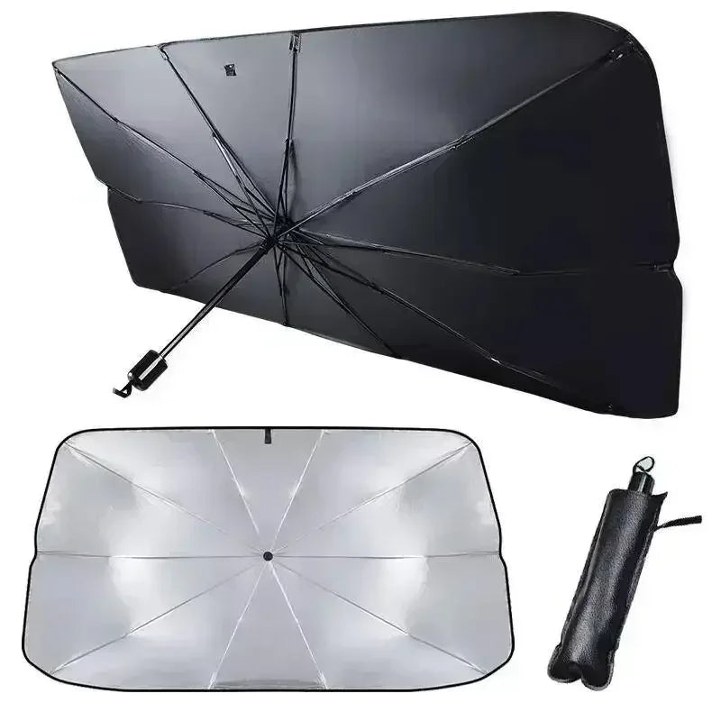 Foldable Car Windshield Sunshade Umbrella, Silver