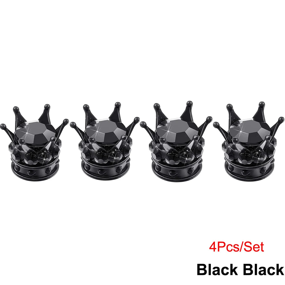 Bling Bling Rhinestone Valve Stem Caps | Chrome Crown Tire Valve Caps for Cars, Bikes & detail view