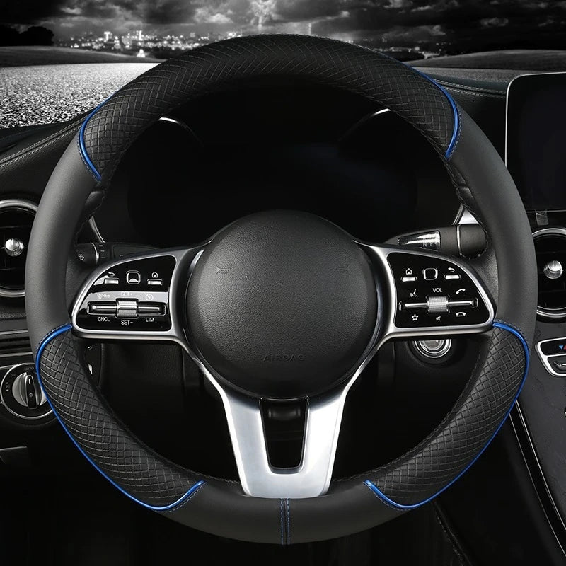 All Seasons Leather Diamond Steering Wheel Cover Universal Fit for 14 .5-15 Inch Durable detail view