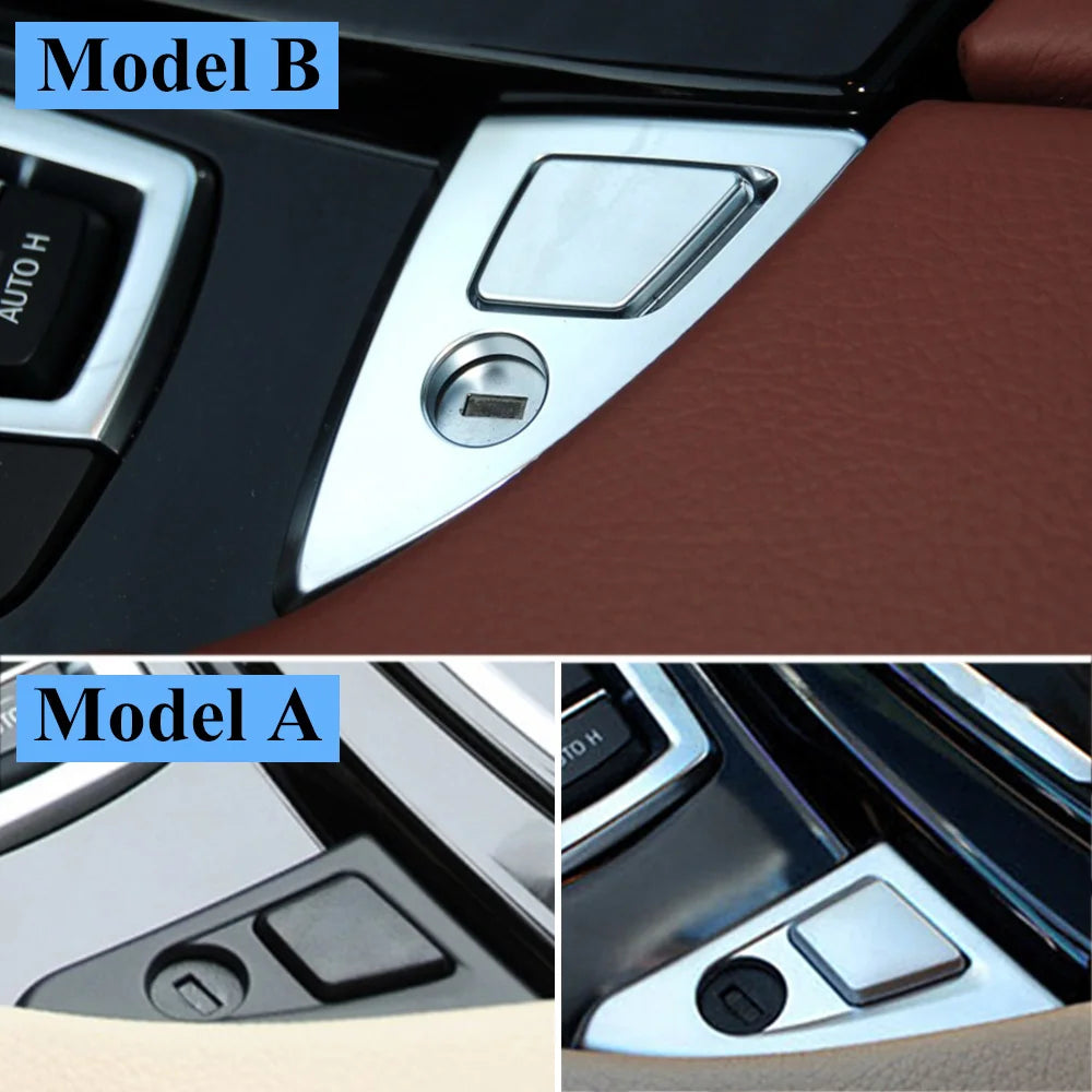LHD RHD Black Silver Car Central Armrest Glove Box Switch Button For BMW 5 Series F10 close-up view