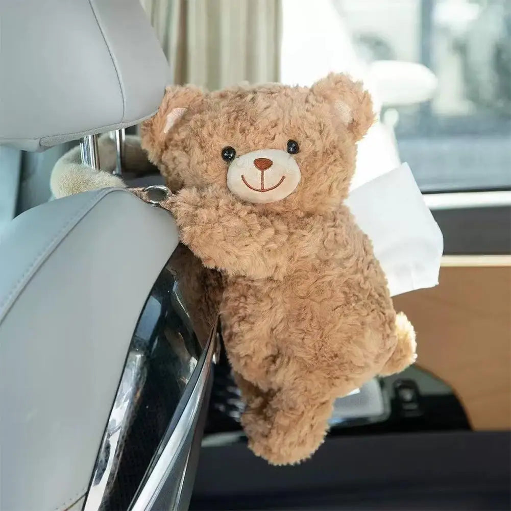 Car Back Seat Plush Hanging Headrest Tissue Holder