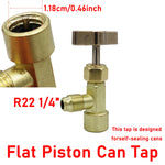 1/4 Thread Adapter R-134a Refrigerant Can Dispensing Bottle Tap Opener Valve 60*35mm C close-up view