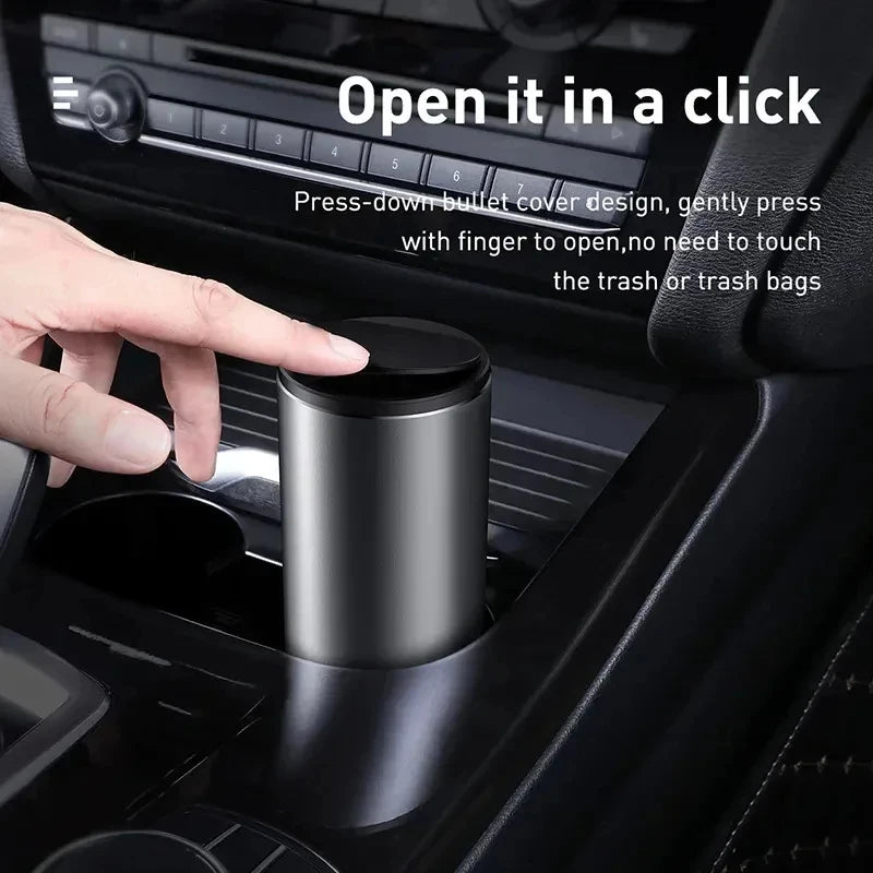 Household Car Trash Bin Alloy Garbage Can For Car Dustbin Waste Rubbish Basket Bin Or alternate view