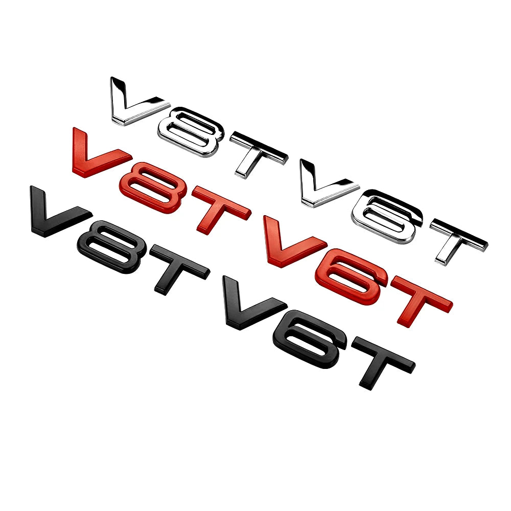 TQQTQQ Car Decal Emblem Badge V6T V8T - 3D Premium Zinc Alloy Decal Sticker Decoration C detail view