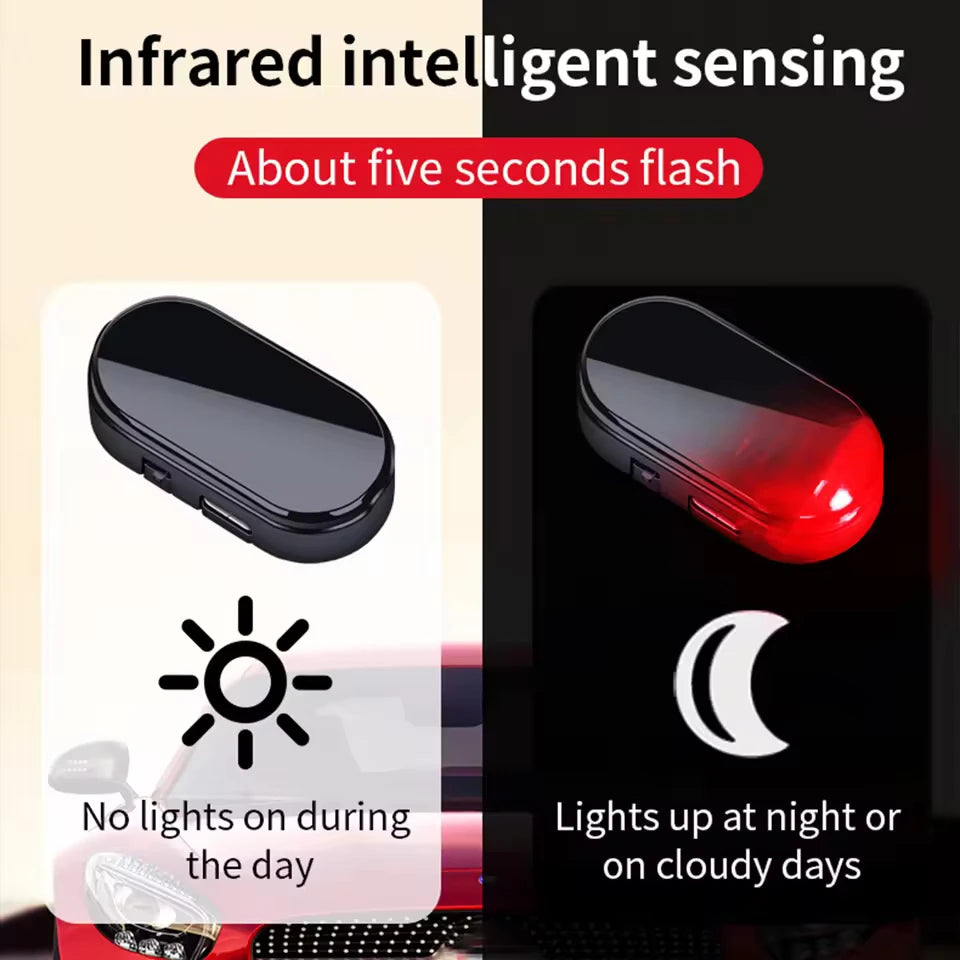 Car Fake Security Light Solar Powered Simulated Dummy Alarm Wireless Warning Anti-Theft detail view
