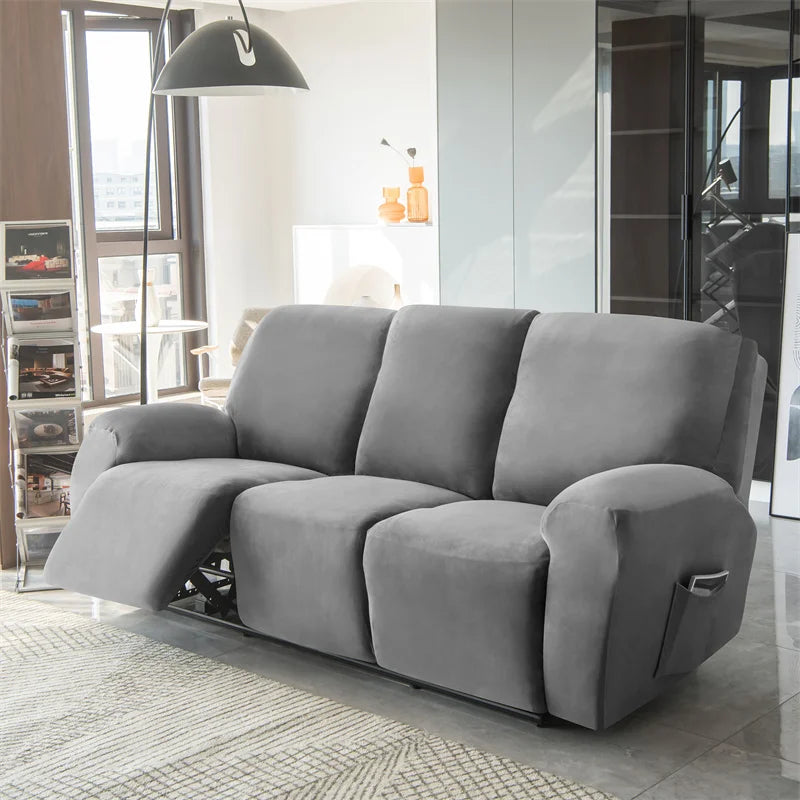 1/2/3 Seater Velvet Stretch Recliner Sofa Cover  Relax Armchair Slipcover Elastic All-inclusive Reclining Sofa Protector
