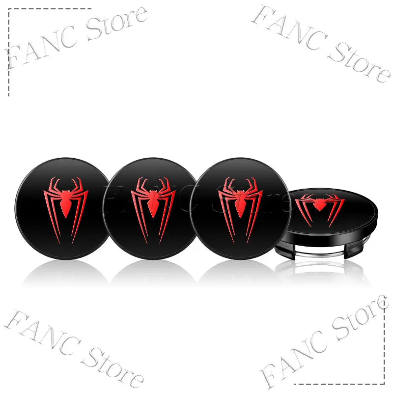 4Pcs Spider Symbol Car Wheel Hub Center Cap Badge Stickers | Universal Auto Accessorie close-up view