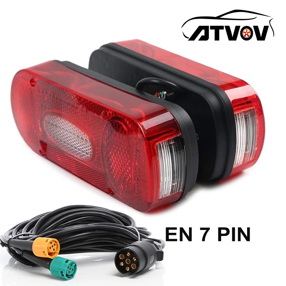 ATVOV 1 Set 12V 7 Pin Plug 5.5m Wiring Harness Tail Light Rear Stop Brake Signal Lamp Number Plate R