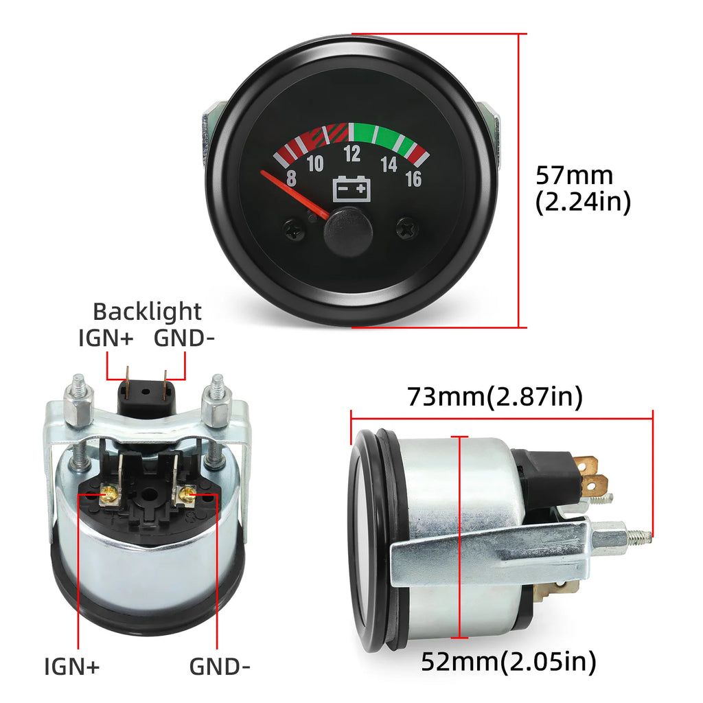 2" 52mm DC8-16V 18-32V Auto Car Voltmeter Generator Voltage Guage Meter For Genset Spare Parts 12V/24V Optional Pointer Voltage