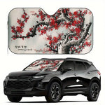 Chinese Plum Flower Sunshade Windscreen 3D Film Plaid Gift Novelty Car Front Window Vi close-up view