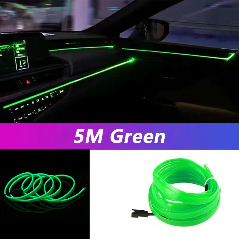 5M Car Interior Led Strip Light Neon EL Wiring Decorative Lamp For Auto DIY Flexible Amb detail view