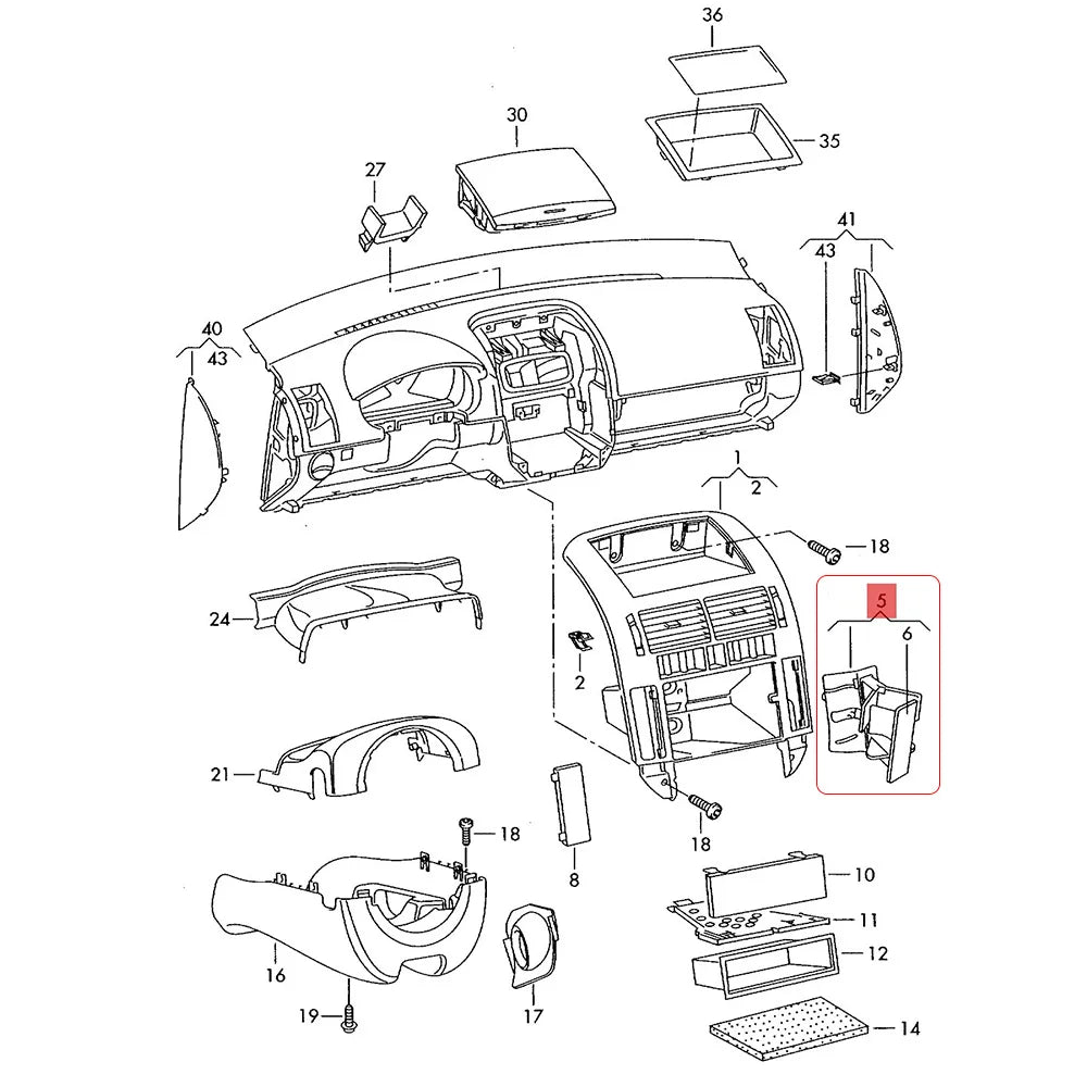 Polo 9N 2002-2010 Center Console Cup Holder | 6Q0 858 602 Replacement additional angle