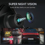 4K Dual Lens Rearview Mirror Dash Cam with IPS Touch Screen | 32G Card