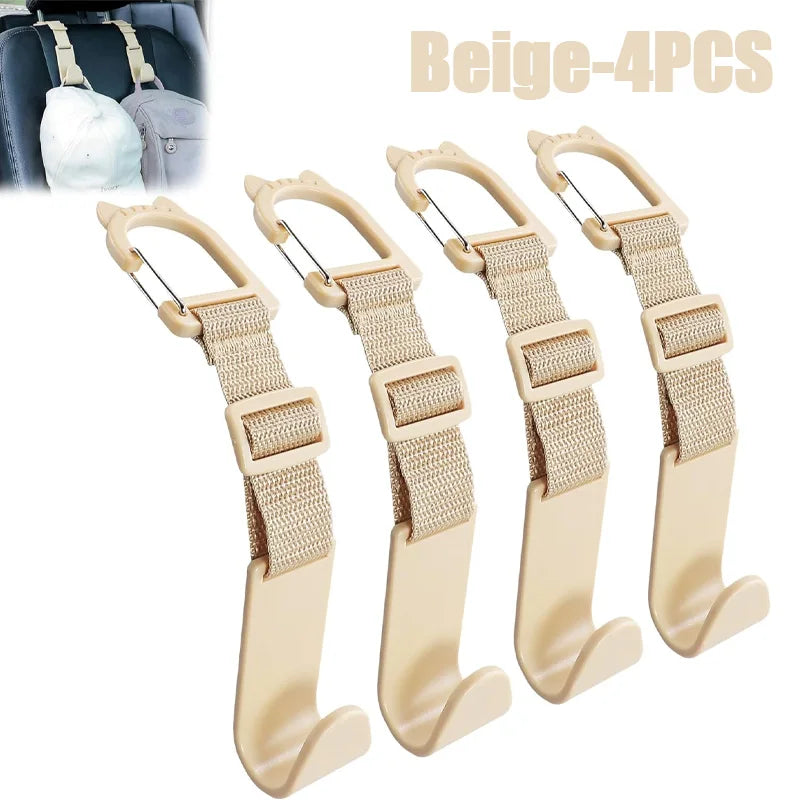4PCS Car Headrest Hooks Rear Seat Back Storage Hanger