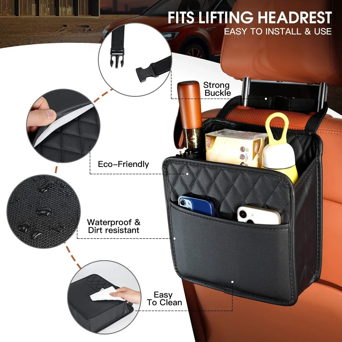 Leather storage bag Garbage bag Storage bag Garbage can storage for most models Multi fu detail view