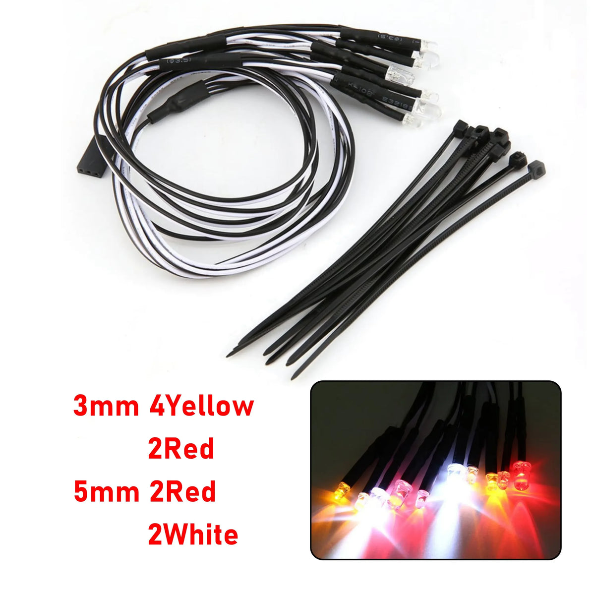RC LED Light Kit Headlamps for 1/10 1/8 1/12 RC Car Truck Crawler Drift Car Headlight Ta detail view