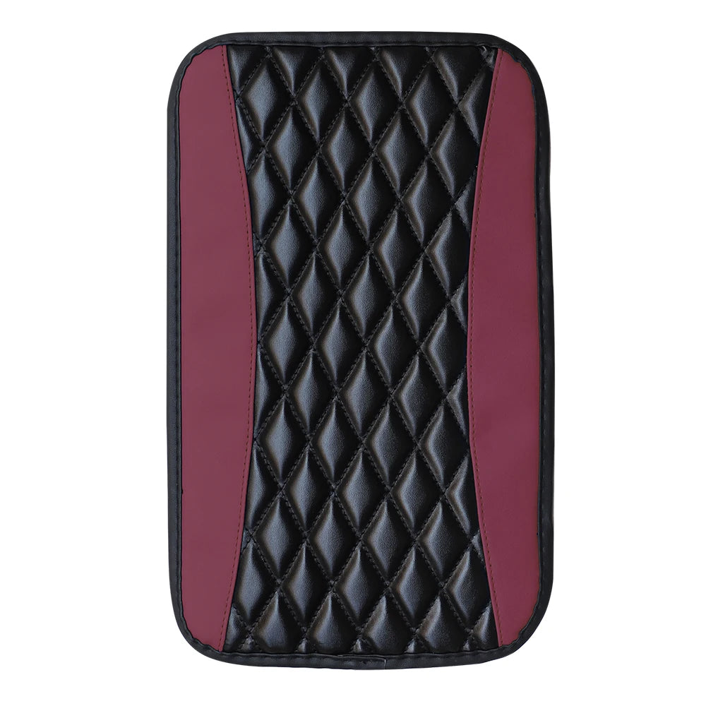 Car armrest cushion center control cushion Car interior accessories PU leather embroidered three-dimensional lattice cushion