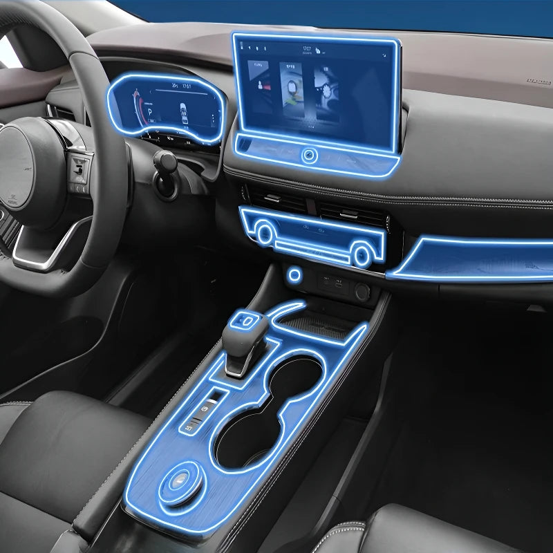 Nissan X-Trail 2021–2025 Dashboard & Navigation Screen Protection Film – Transparent Anti-Scratch PP