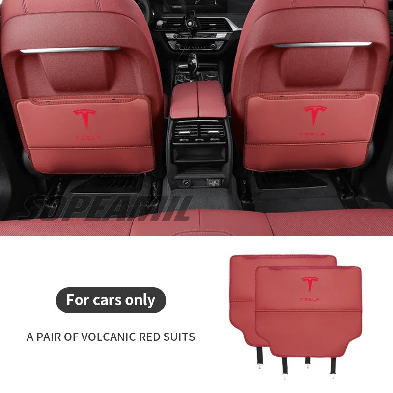Car Seat Back Protection Anti-Kick Pad Rear Seat Storage Bag For Tesla Cybertruck Beast Roadster Model 3 Model Y Model S Model X